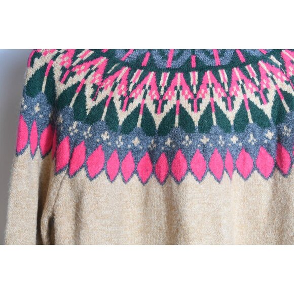 CeCe “Fair Isle” Heather Nordic Knit Sweater Camel Pink Camel Preppy Size XS - Picture 2 of 11